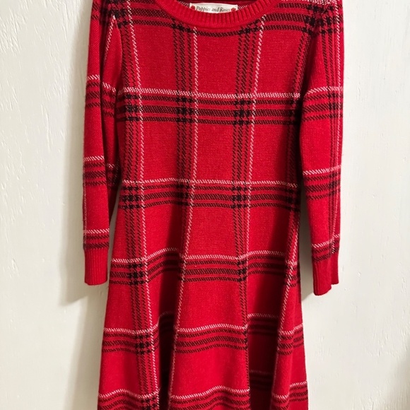 POPPIES AND ROSES Girls 8 Preppy Red Plaid Winter Sweater Dress - Picture 1 of 8